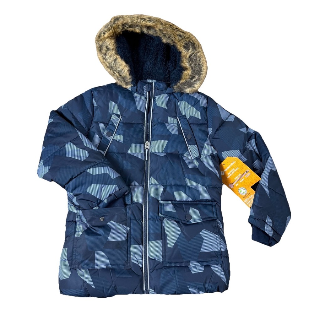 Members Mark Boys Cozy Puffer Coat Jacket Full-Zip Size 7 removable Hat NWT